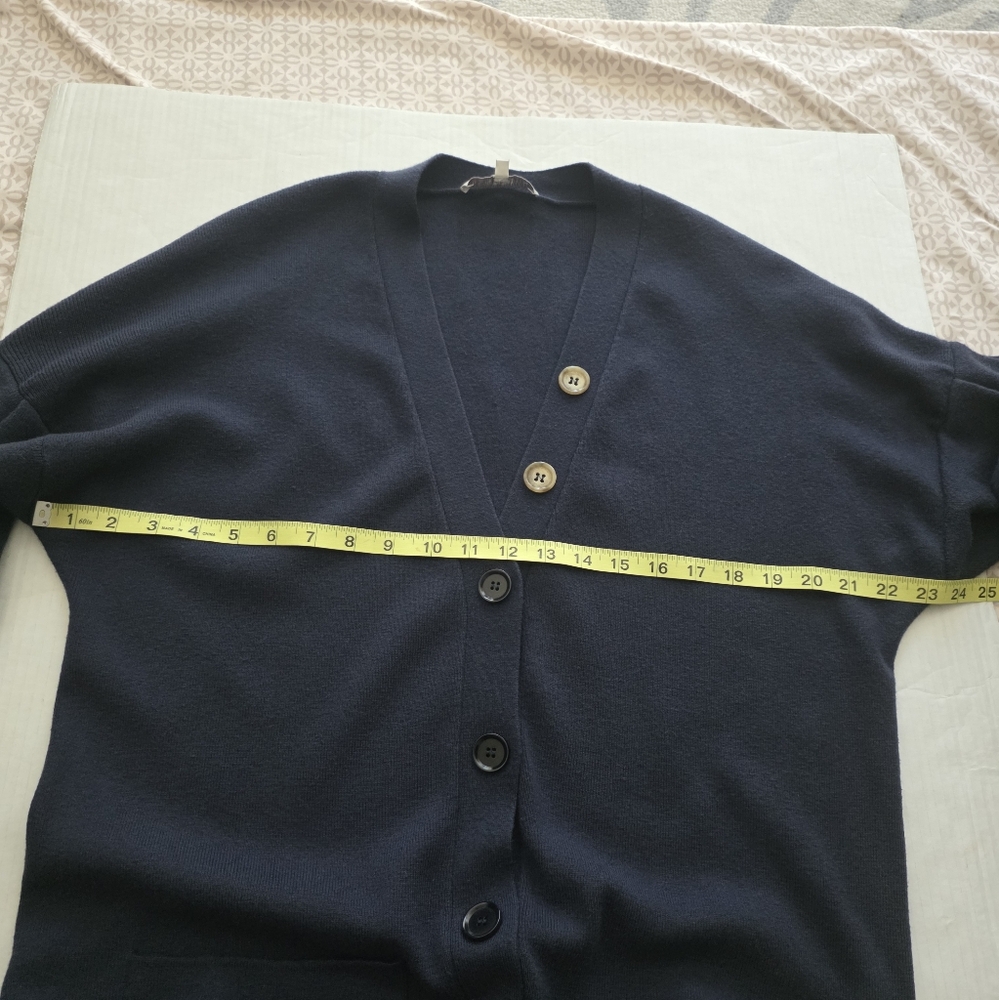 TIBI Wool Blend Navy Blue Button Down Long Cardigan Size M. - Picture 9 of 14